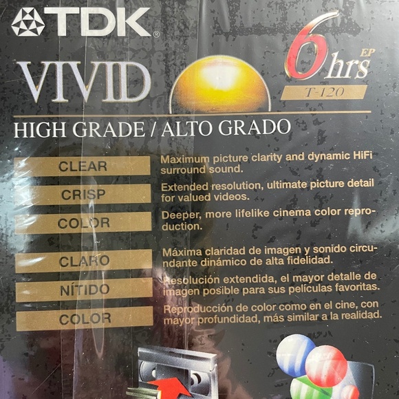 TDK Vivid High Grade VHS Tapes 6 Hours T-120 3 Pack Brand New Factory Sealed - Picture 6 of 6